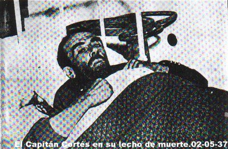 El Capitán Cortés unas horas antes de morir en el Hospital de Sangre de la 16ªBrigada.Andújar(Jaén).